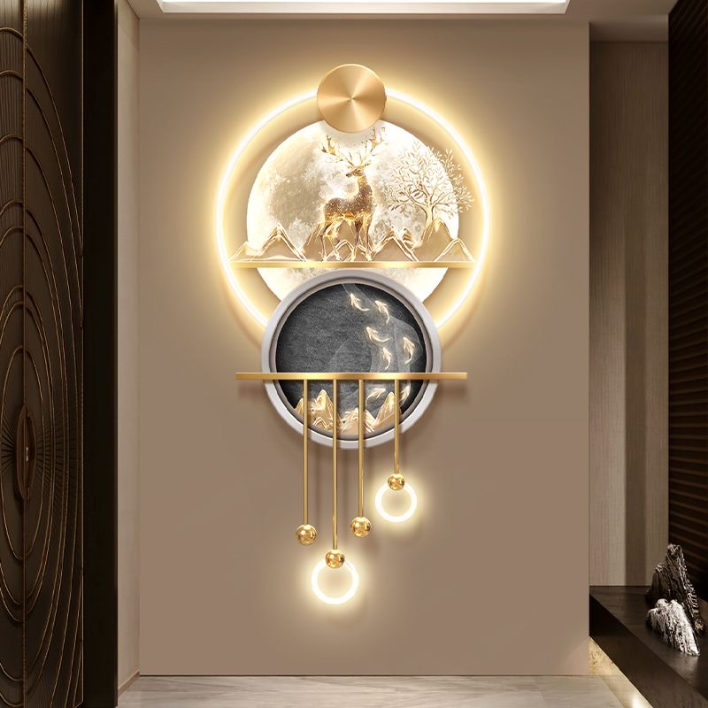 Wall Decor Lighting Tree - nq- Light Luxury Fortune Tree Porch