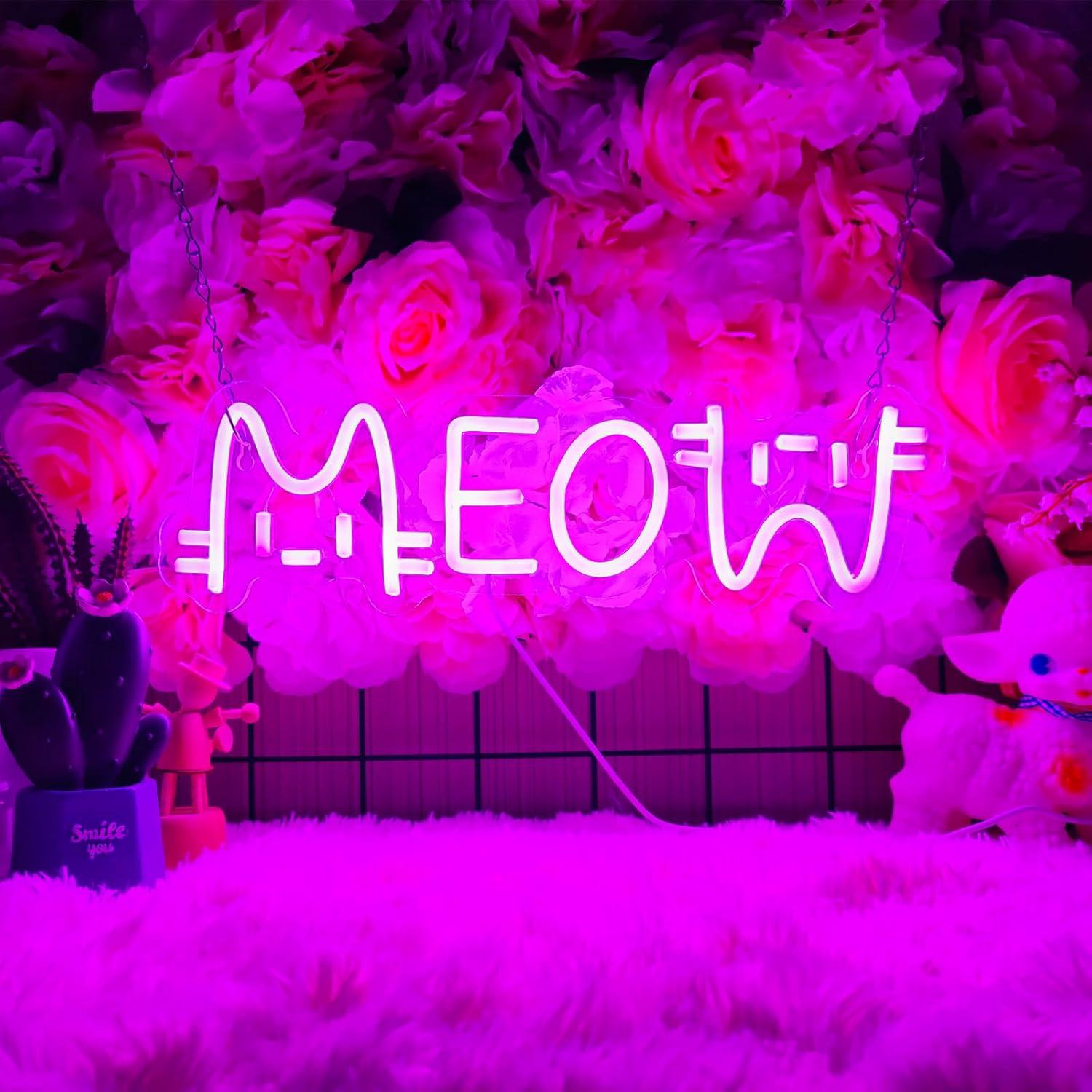 Home Lighting And Decor - Meow Neon Sign Cat USB Powered