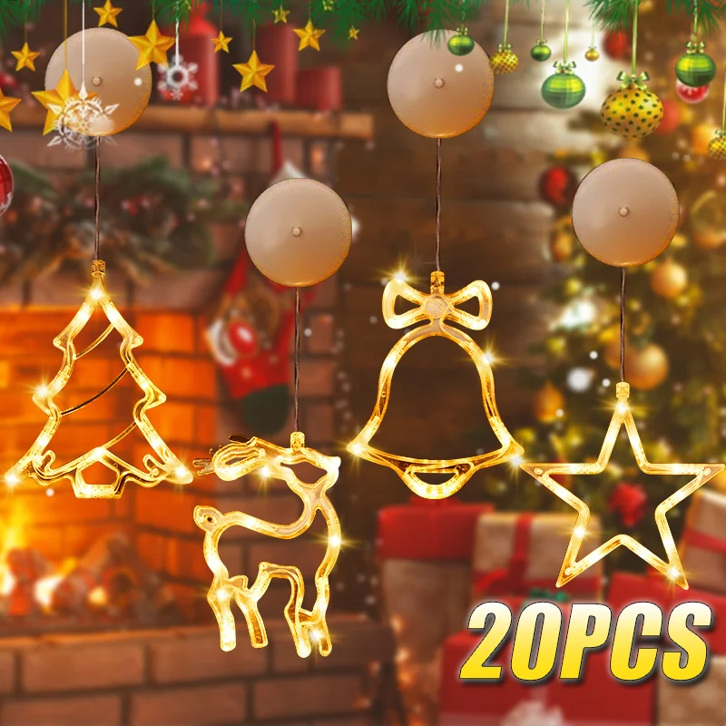 Wall Decor Lighting Tree - 1-20PCS LED Christmas Suction Cup Lights