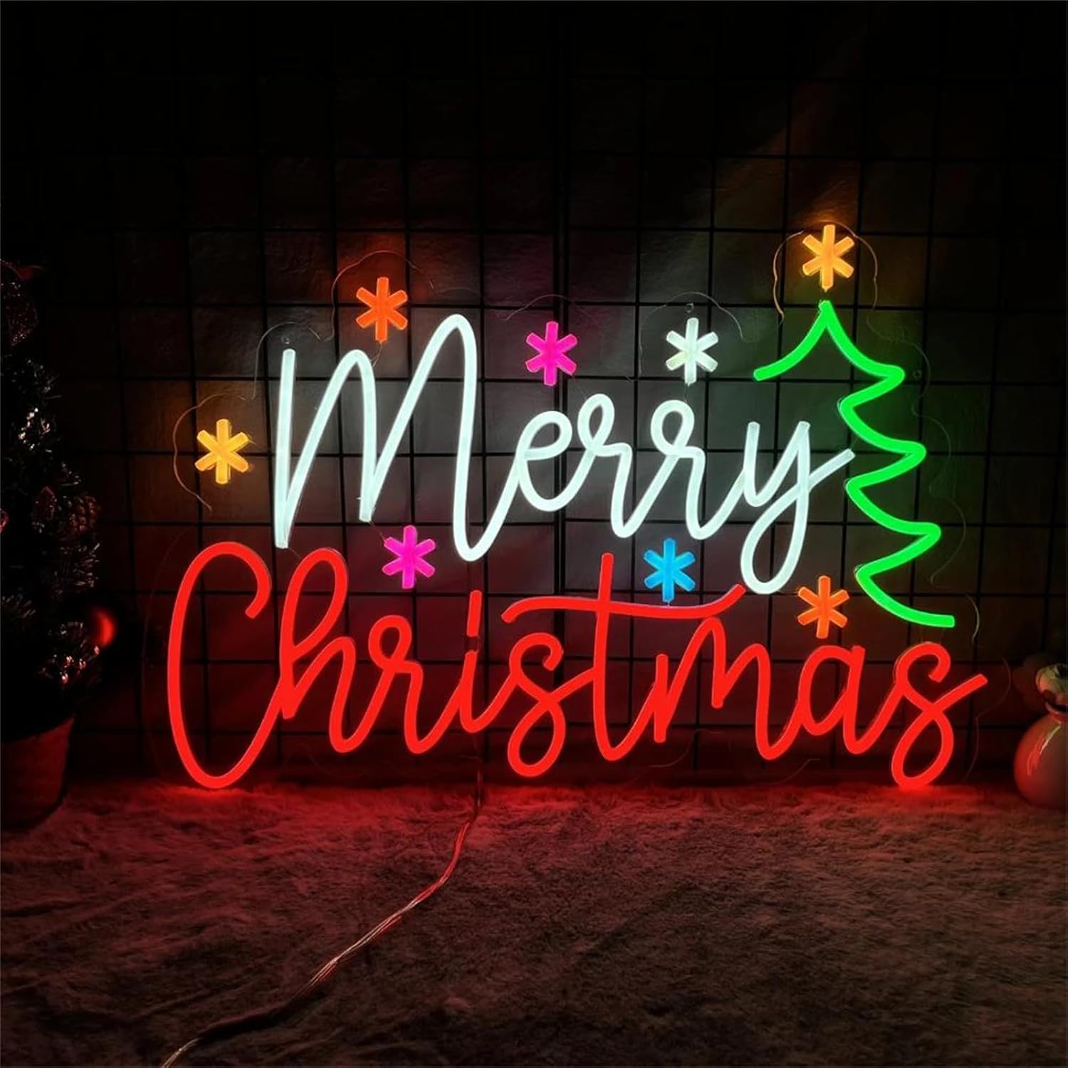 Merry Christmas Neon Sign with - огляд і ціна Wall Decor Lighting Tree