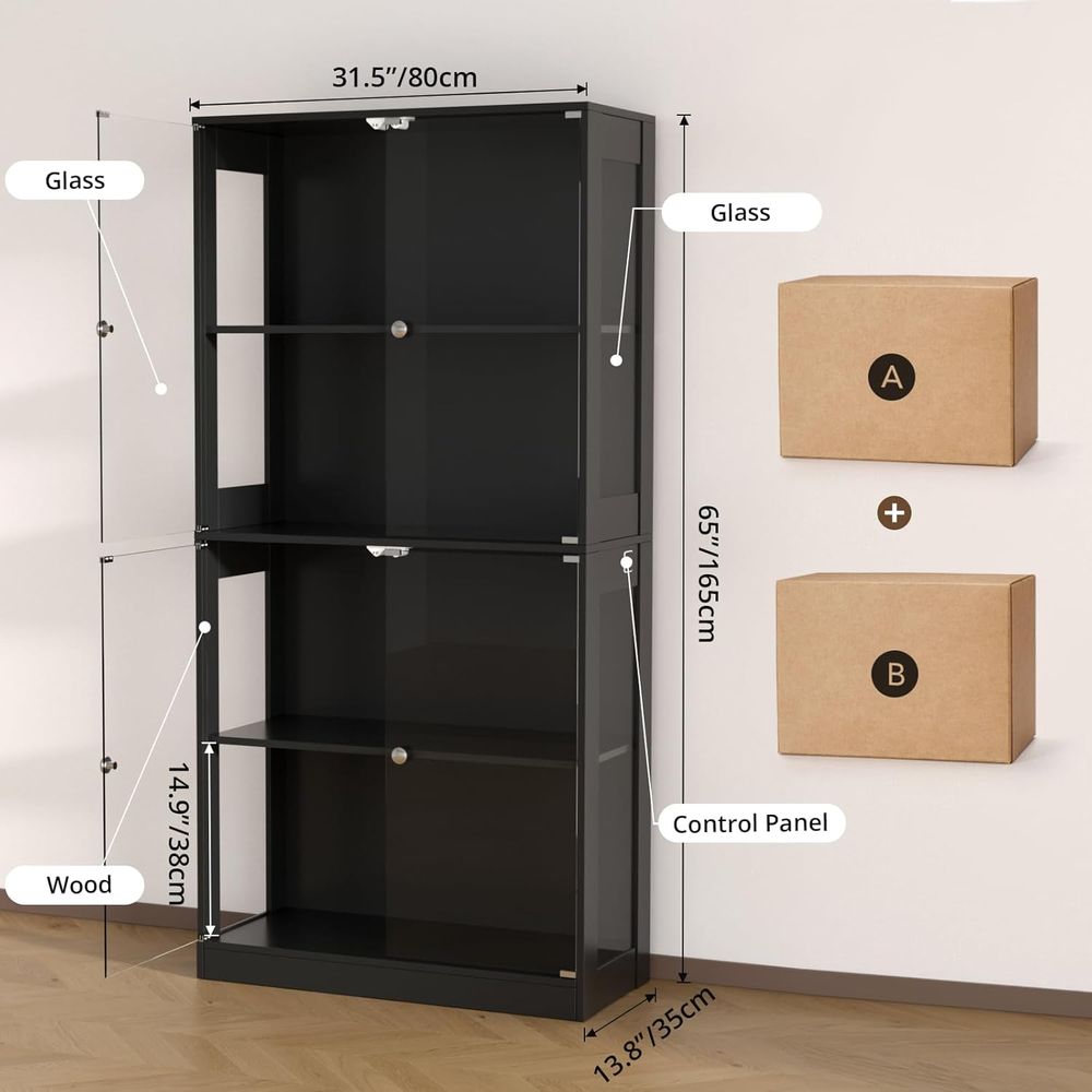 65 Glass Door Display Cabinet, - огляд і ціна Lighting & Home Decor Studio Photos
