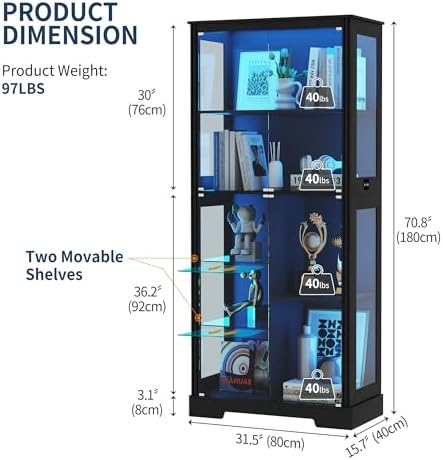 71'' Display Cabinet with 5-Ti - огляд і ціна Lighting & Home Decor Studio Photos