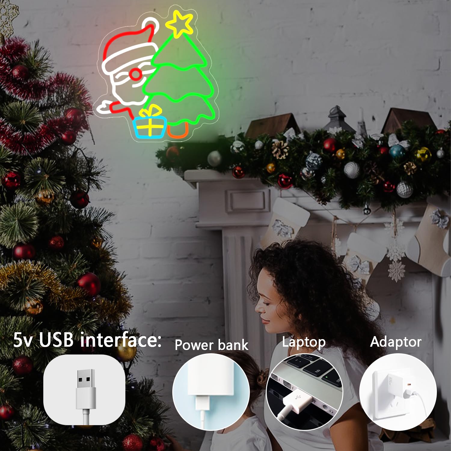 Santa Neon Sign for Wall Decor - огляд і ціна Wall Decor Lighting Tree