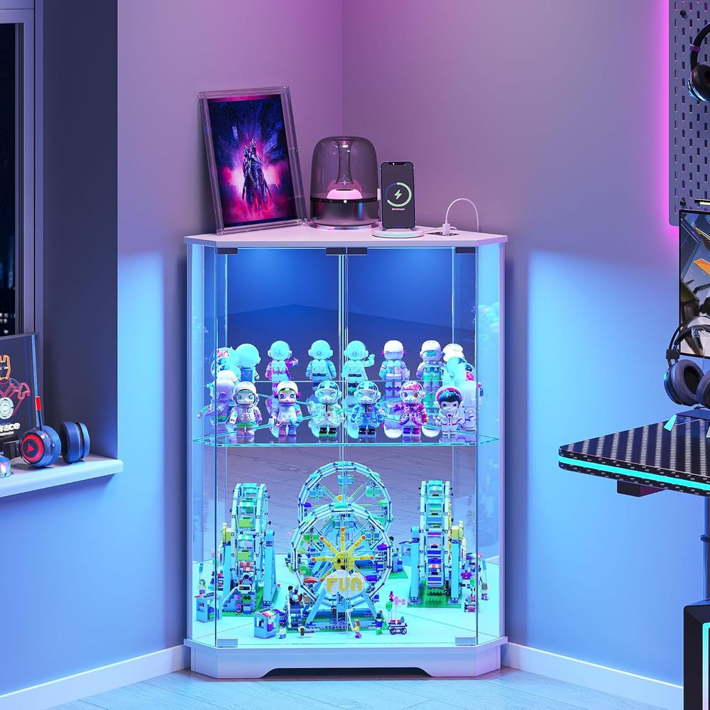 2-Tier Glass Display Cabinet w - огляд і ціна Lighting & Home Decor Studio Photos