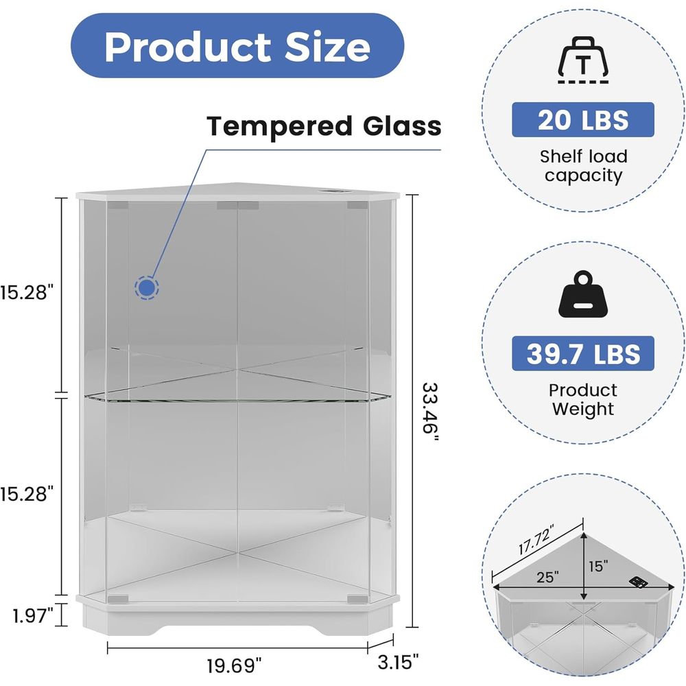 2-Tier Glass Display Cabinet w - огляд і ціна Lighting & Home Decor Studio Photos