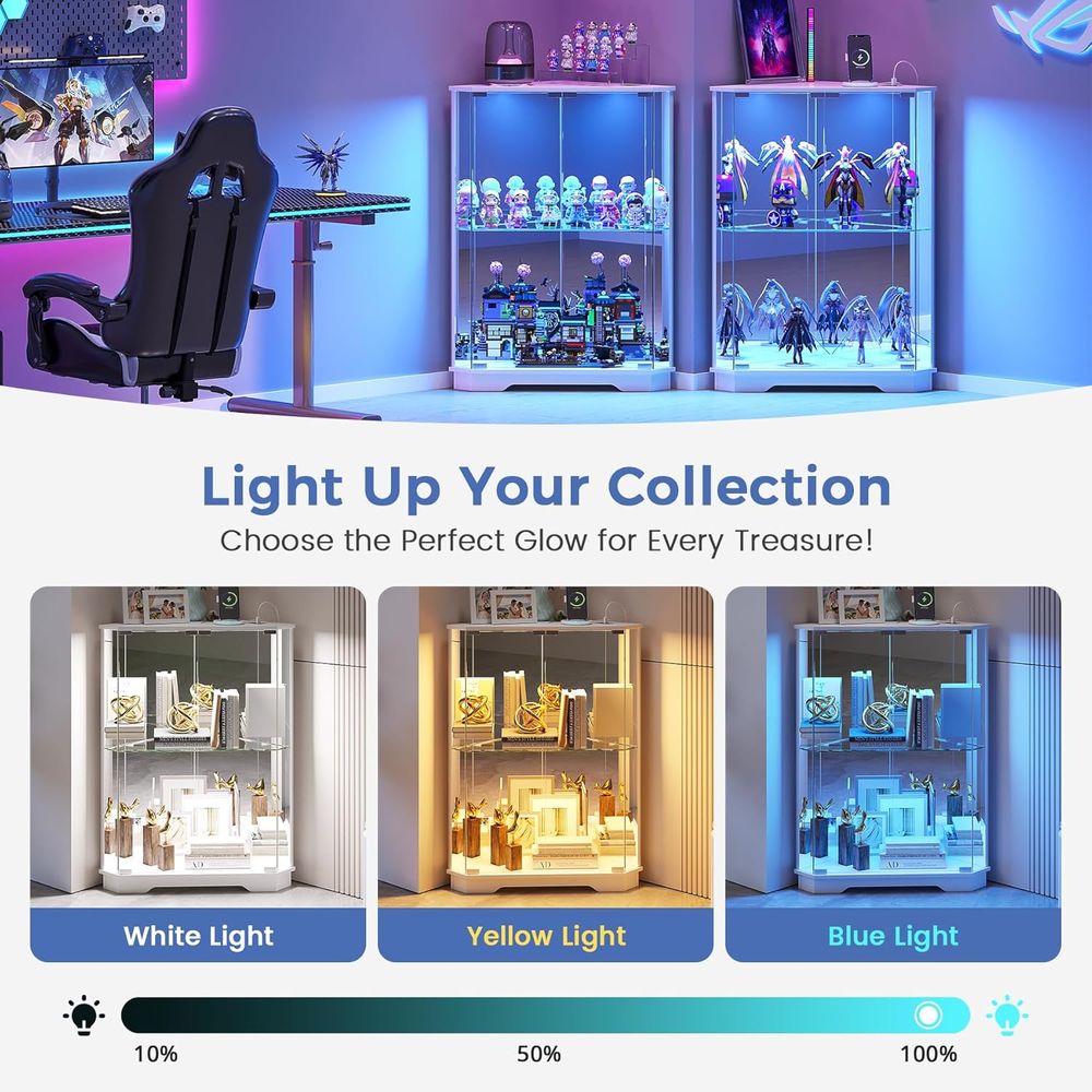 2-Tier Glass Display Cabinet w - огляд і ціна Lighting & Home Decor Studio Photos