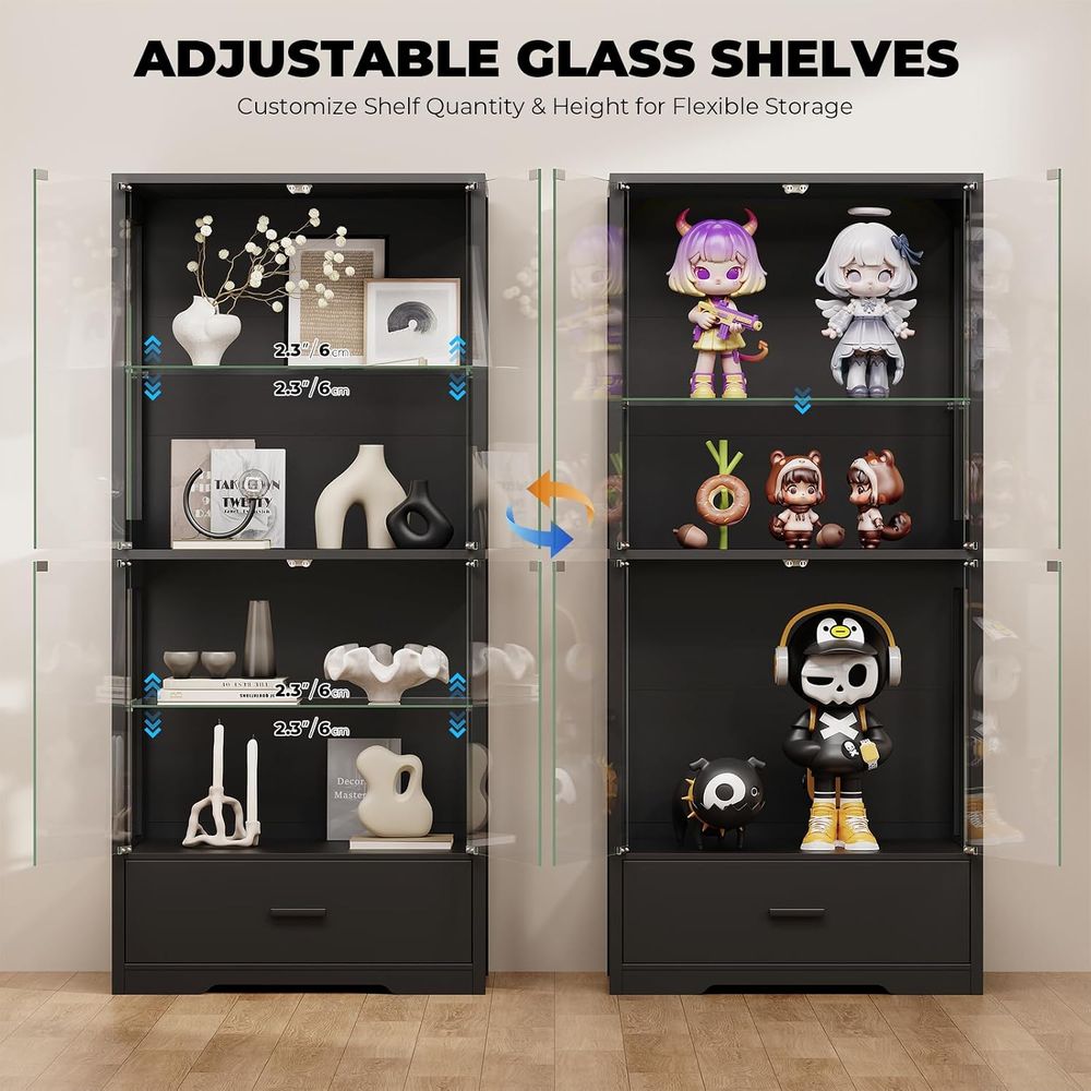 4-Tier Glass Curio Cabinet wit - огляд і ціна Lighting & Home Decor Studio Photos