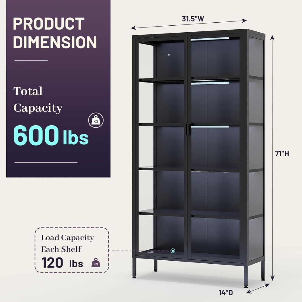 71 High Glass Display Cabinet  - огляд і ціна Lighting & Home Decor Studio Photos