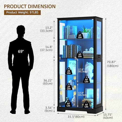 71” Glass Display Cabinet with - огляд і ціна Lighting & Home Decor Studio Photos
