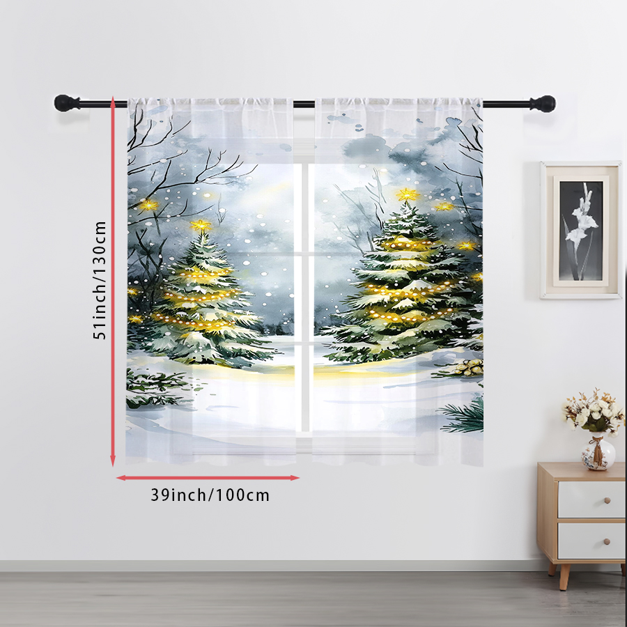 2PCS Sheer Curtains Watercolor - огляд і ціна Office Lighting Decor