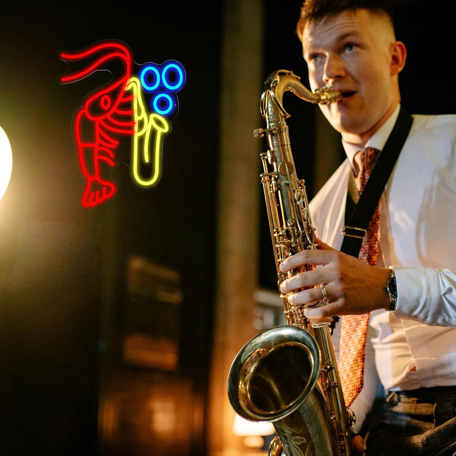 Lobster Saxophone Neon Sign Ja - огляд і ціна Office Lighting Decor