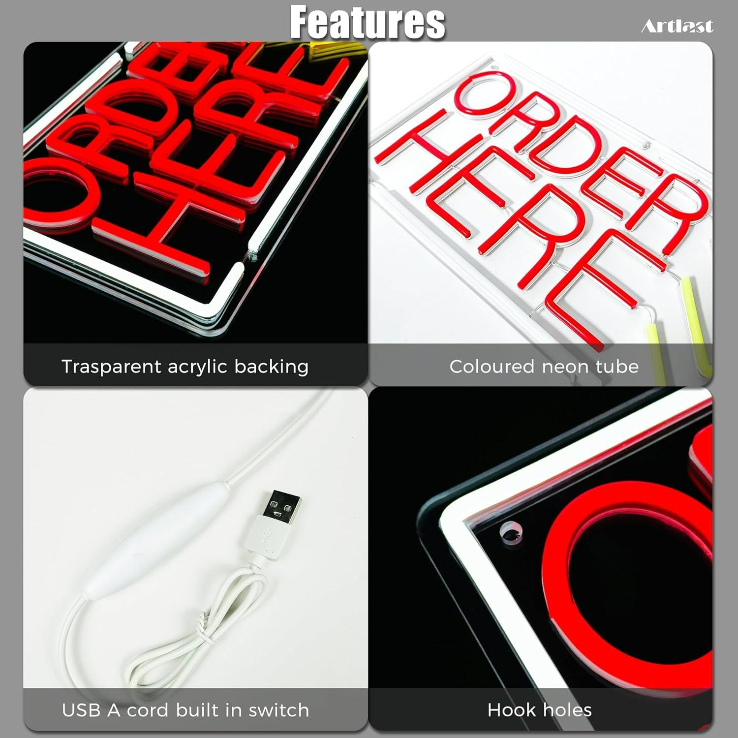 Order Here Neon Sign USB Dimma - огляд і ціна Led Lighting Wall Decor