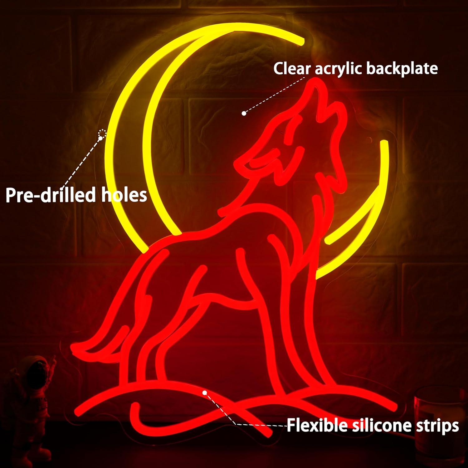 Howling Wolf Neon Sign Dimmabl - огляд і ціна Led Lighting Wall Decor