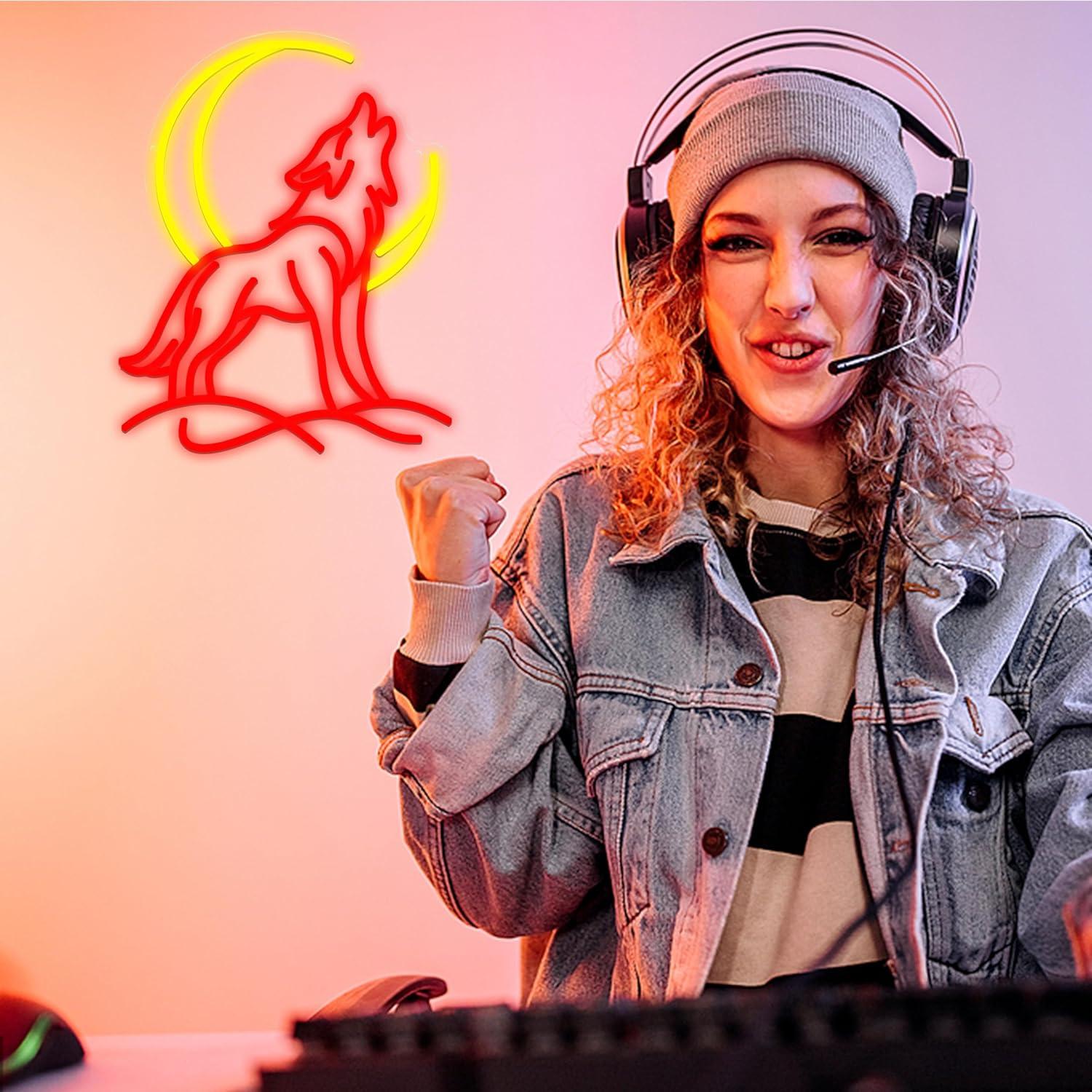 Howling Wolf Neon Sign Dimmabl - огляд і ціна Led Lighting Wall Decor
